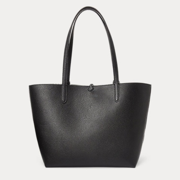 NWT! RALPH LAUREN REVERSIBLE Glen Plaid VEGAN LEATHER TOTE & matching ZIP POUCH! - Picture 6 of 11